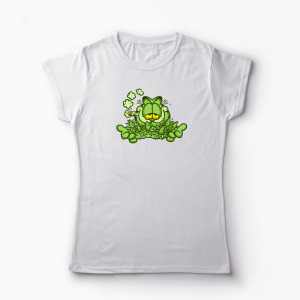 Tricou Personalizat Garfield Enjoy 420 - Femei-Alb