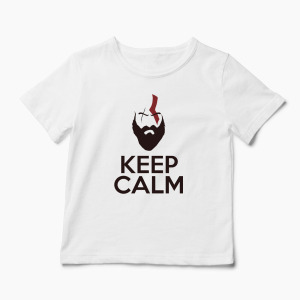 Tricou Personalizat GOW Kratos Keep Calm - Copii-Alb