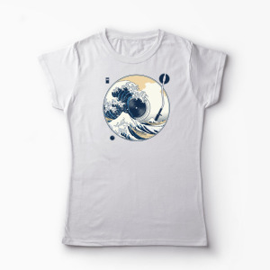 Tricou Personalizat Great Wave Sound - Sunetul Marelui Val - Femei-Alb
