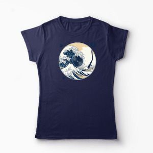 Tricou Personalizat Great Wave Sound - Sunetul Marelui Val - Femei-Bleumarin