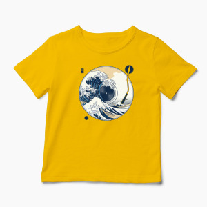 Tricou Personalizat Great Wave Sound - Sunetul Marelui Val - Copii-Galben