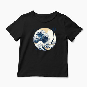 Tricou Personalizat Great Wave Sound - Sunetul Marelui Val - Copii-Negru