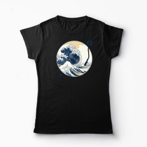Tricou Personalizat Great Wave Sound - Sunetul Marelui Val - Femei-Negru