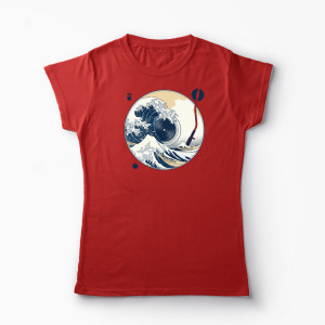Tricou Personalizat Great Wave Sound - Sunetul Marelui Val - Femei-Roșu