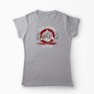 Tricou Personalizat Gym Kratos-Training Like A God - Femei-Gri