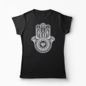 Tricou Personalizat Hamsa Hand - Femei-Negru
