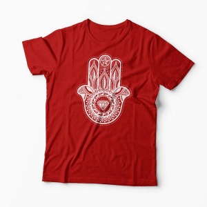 Tricou Personalizat Hamsa Hand - Bărbați-Roșu