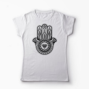Tricou Personalizat Hamsa Hand - Femei-Alb