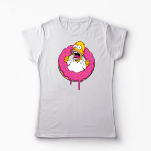 Tricou Personalizat Homer Simpson Sweet Cream - Femei-Alb