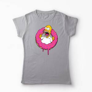 Tricou Personalizat Homer Simpson Sweet Cream - Femei-Gri