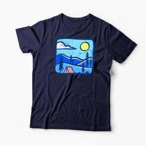 Tricou Personalizat Înapoi în Natură Camping - Bărbați-Bleumarin