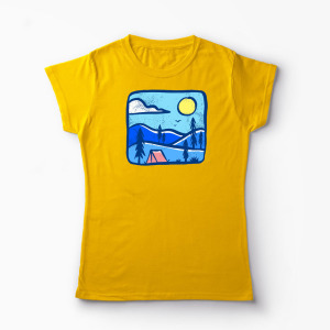 Tricou Personalizat Înapoi în Natură Camping - Femei-Galben