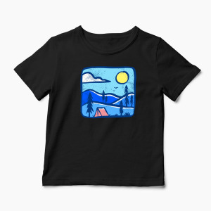 Tricou Personalizat Înapoi în Natură Camping - Copii-Negru
