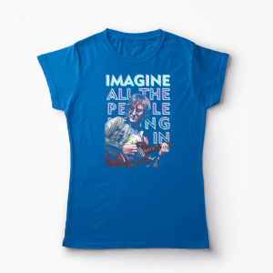 Tricou Personalizat John Lennon Imagine - Femei-Albastru Regal