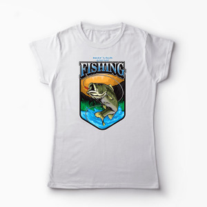 Tricou Personalizat Keep Calm And Go Fishing  - Femei-Alb