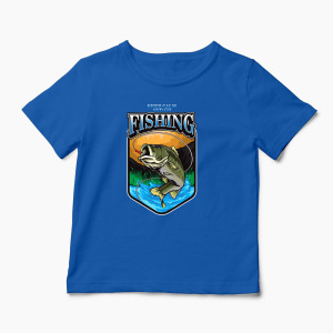 Tricou Personalizat Keep Calm And Go Fishing  - Copii-Albastru Regal