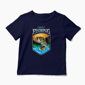 Tricou Personalizat Keep Calm And Go Fishing  - Copii-Bleumarin
