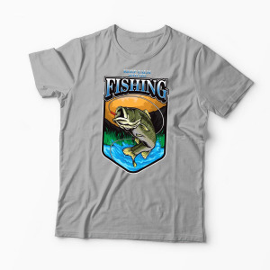 Tricou Personalizat Keep Calm And Go Fishing  - Bărbați-Gri