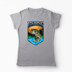 Tricou Personalizat Keep Calm And Go Fishing  - Femei-Gri