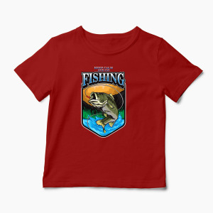 Tricou Personalizat Keep Calm And Go Fishing  - Copii-Roșu