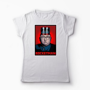Tricou Personalizat Kim Jong-Un Rocketman - Femei-Alb
