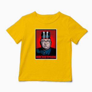 Tricou Personalizat Kim Jong-Un Rocketman - Copii-Galben