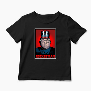 Tricou Personalizat Kim Jong-Un Rocketman - Copii-Negru