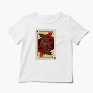 Tricou Personalizat King Card Godzilla Poker - Copii-Alb