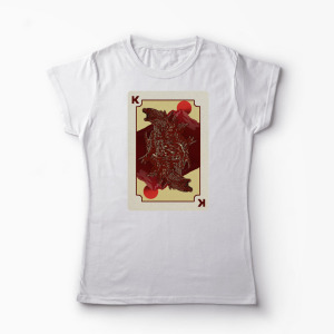 Tricou Personalizat King Card Godzilla Poker - Femei-Alb