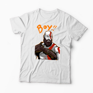 Tricou Personalizat Kratos BOY! - Bărbați-Alb