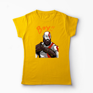 Tricou Personalizat Kratos BOY! - Femei-Galben