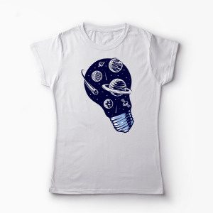 Tricou Personalizat Lumini Spațiale - Femei-Alb
