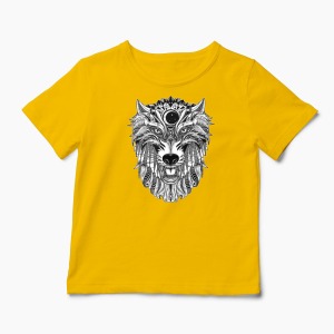 Tricou Personalizat Lup - Wolf Ornament - Copii-Galben