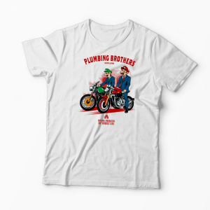 Tricou Personalizat Motocicliști Mario Brothers - Bărbați-Alb