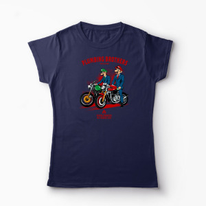 Tricou Personalizat Motocicliști Mario Brothers - Femei-Bleumarin