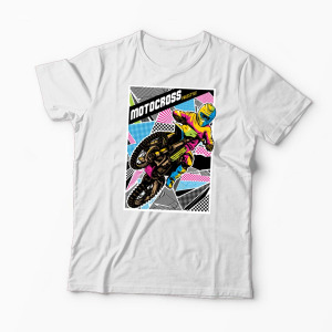 Tricou Personalizat Motocross Freestyle - Bărbați-Alb