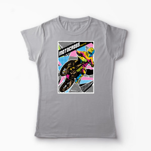 Tricou Personalizat Motocross Freestyle - Femei-Gri