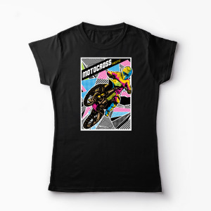 Tricou Personalizat Motocross Freestyle - Femei-Negru