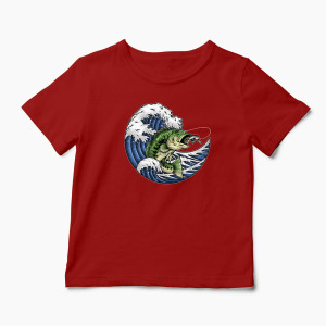 Tricou Personalizat Pescuit Biban - Copii-Roșu