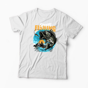 Tricou Personalizat Pescuit Sportiv - Bărbați-Alb