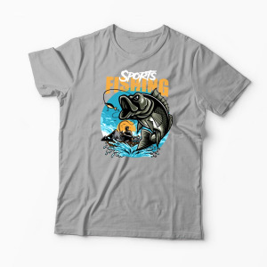 Tricou Personalizat Pescuit Sportiv - Bărbați-Gri