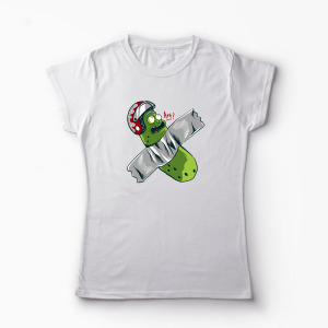 Tricou Personalizat Pickle Rick Taped Art - Rick and Morty - Femei-Alb