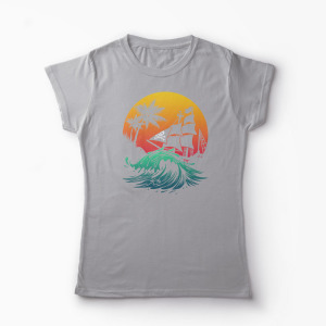 Tricou Personalizat Pirate Ship - Femei-Gri