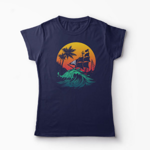 Tricou Personalizat Pirate Ship - Femei-Bleumarin
