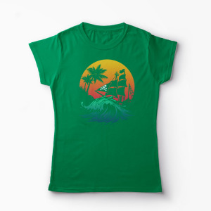 Tricou Personalizat Pirate Ship - Femei-Verde