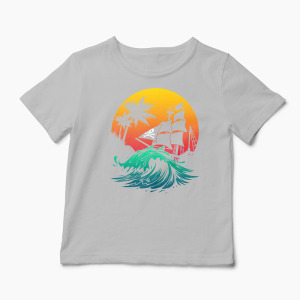 Tricou Personalizat Pirate Ship - Copii-Gri