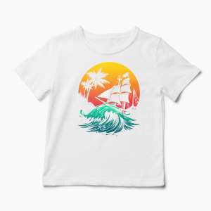 Tricou Personalizat Pirate Ship - Copii-Alb