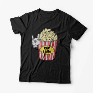Tricou Personalizat Pop Korn Rock - Bărbați-Negru