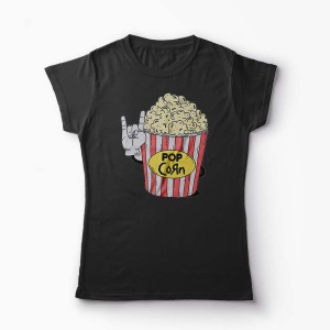 Tricou Personalizat Pop Korn Rock - Femei-Negru