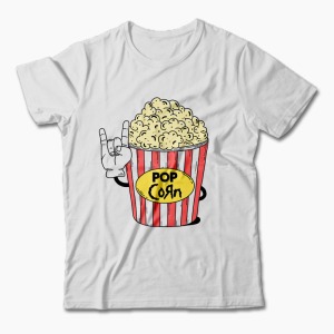 Tricou Personalizat Pop Korn Rock - Bărbați-Alb